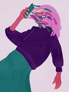 Phone Spills Colorful Hair