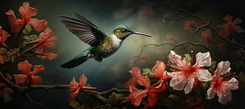 Korallenroter Kolibri Kunstwerk
