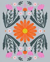 Oranje en roze bloemen
