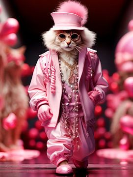 Elegante kat op de catwalk van Melanie Viola