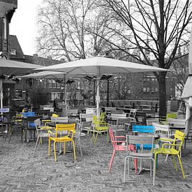 Utrecht, Ledig Erf with coloured Luxembourg chairs by Erik de Geus