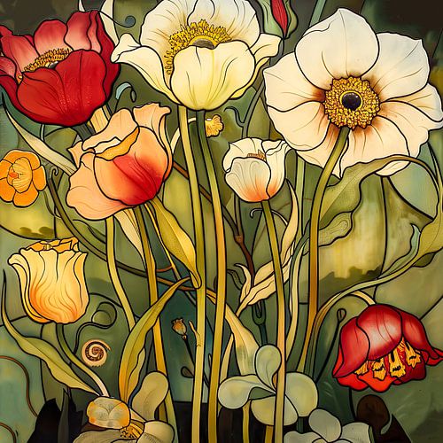 Art Nouveau floral artwork