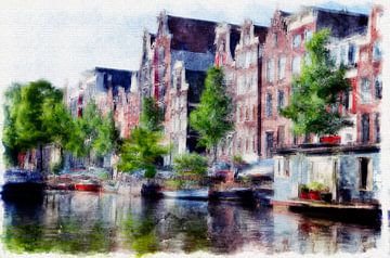 Grachtenlandschap in Amsterdam van FRESH Fine Art