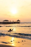 Traditionele vissersboot in Huanchaco, Peru