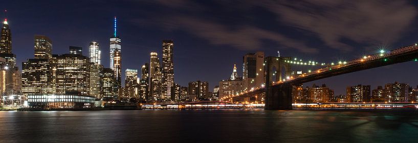 New York panorama lower Manhattan en Brooklyn Bridge von Waterpieper Fotografie