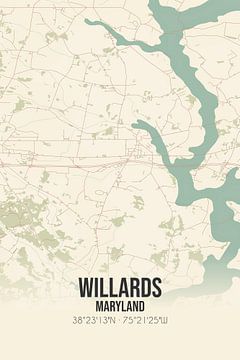 Vintage landkaart van Willards (Maryland), USA. van MijnStadsPoster