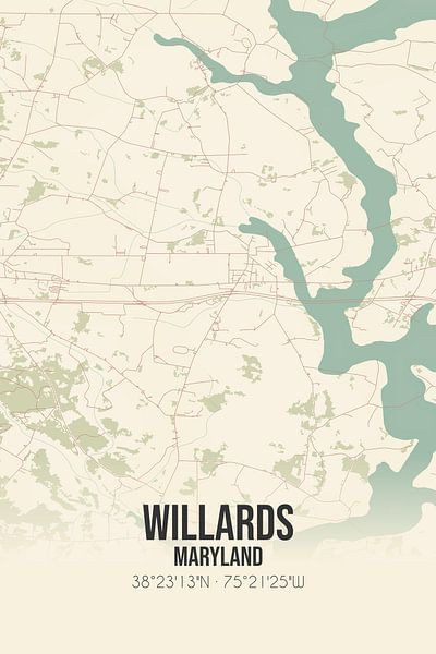 Carte ancienne de Willards (Maryland), USA. par Affiches de lieux