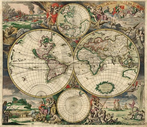 World map - Produced in Amsterdam, 1689