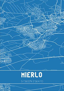Blauwdruk | Landkaart | Mierlo (Noord-Brabant) van MijnStadsPoster