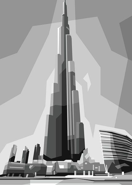 Graustufen Burj Khalifa Wpap von Rizky Dwi Aprianda