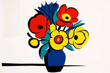 Kleurrijke bloemen in vaas van Imperial Art House
