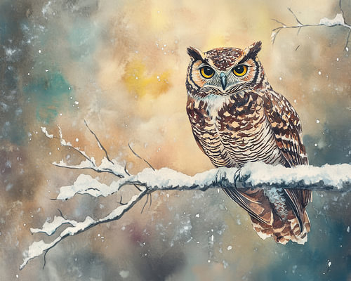 Guard on a snow-covered branch