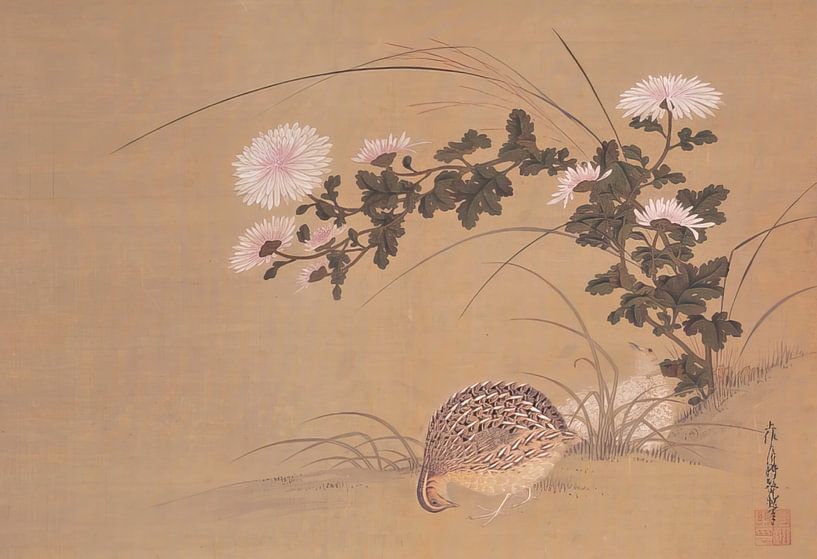 Wachtel und Chrysanthemen - Tosa Mitsuoki von Accessible Art