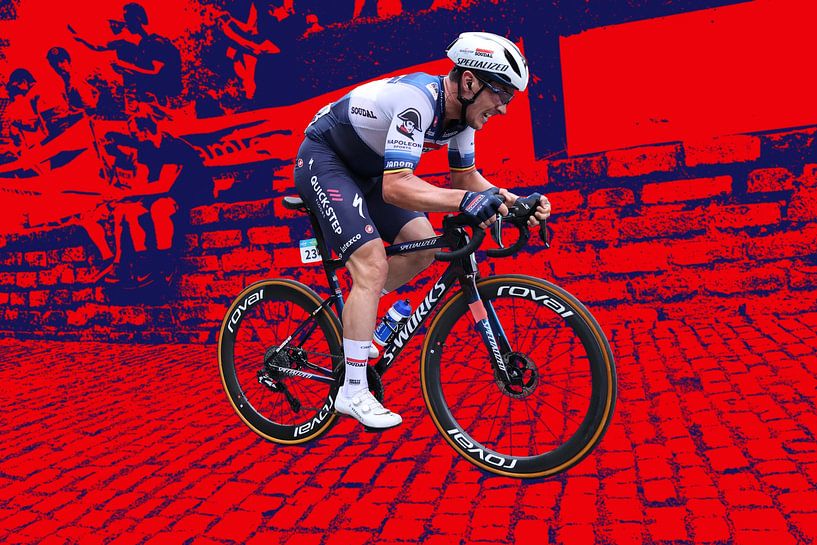 Yves Lampaert on wall art red and blue by FreddyFinn