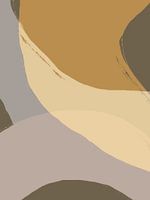 Abstracte vormen en lijnen in grijs en geel.