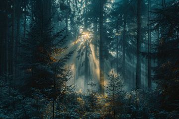 lumière du matin dans la forêt sur Egon Zitter