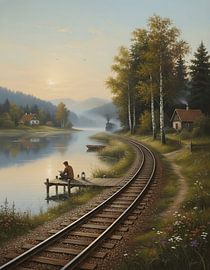 Lake Horizon Railway Curve by Regan Frederick