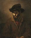 Een bebaarde man met een hoed op, atelier van Rembrandt van Rijn van Rembrandt van Rijn thumbnail