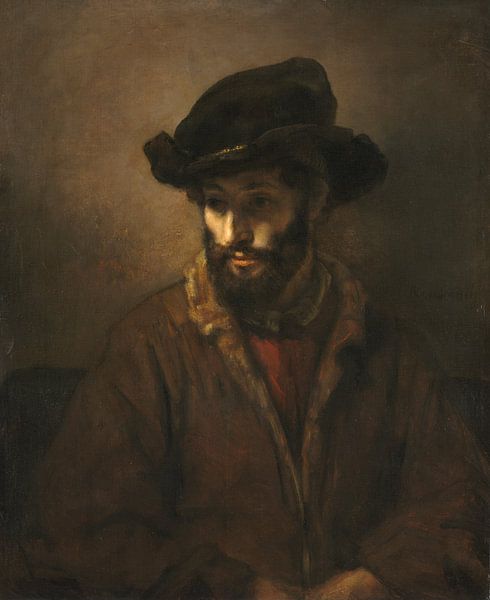 Een bebaarde man met een hoed op, atelier van Rembrandt van Rijn van Rembrandt van Rijn
