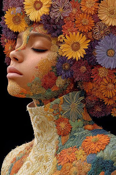 vrouw met bloemen print van Egon Zitter