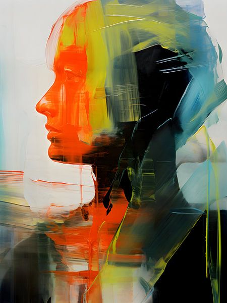 Stralend Zij - Abstract Expressionistisch Portret - Moderne Muurkunst voor Home Decor van Murti Jung