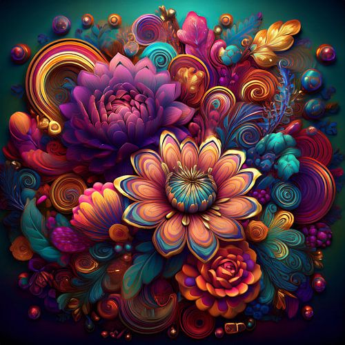 Kleurrijke explosie met verschillende bloemen 