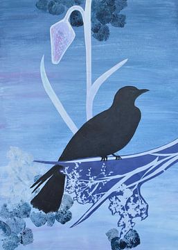 Blue black bird van Greetje van den Geest
