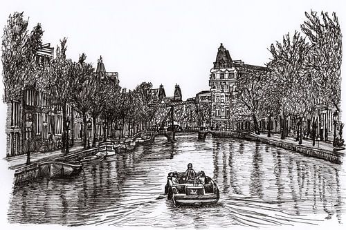 Tekening Kloveniersburgwal Amsterdam