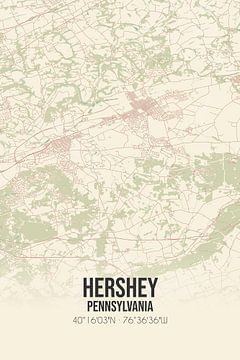 Vintage landkaart van Hershey (Pennsylvania), USA. van Rezona