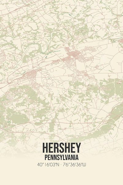 Vintage map of Hershey (Pennsylvania), USA. by Prints of Place