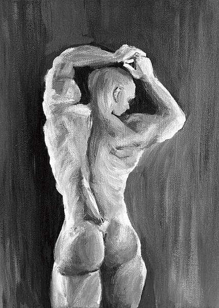 Malerei Mann nackt Pobacken von Krista Kitsz Art