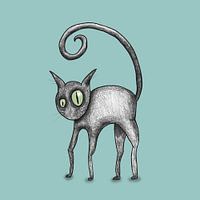 Zwarte komische kat