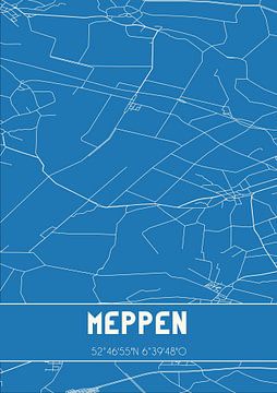 Blauwdruk | Landkaart | Meppen (Drenthe) van Rezona