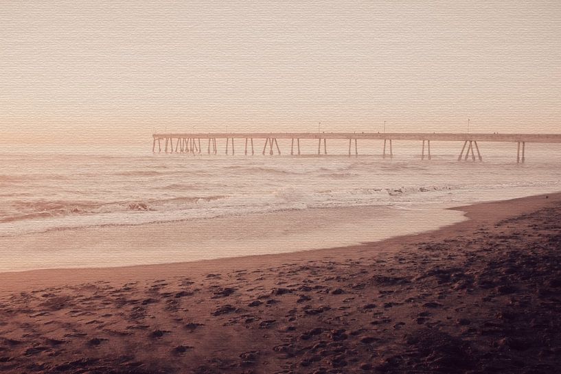 Ocean Waves And A Distant Pier by Monika Strigel