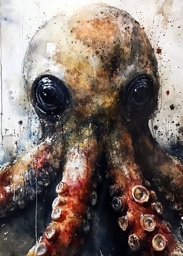 Grote aquarel octopus #octopus