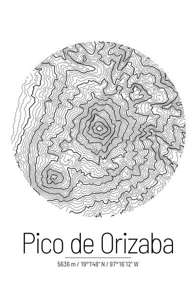 Pico de Orizaba | Kaart Topografie (Minimaal) van ViaMapia