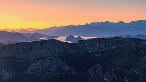 Sonnenaufgang Mirador del Fitu, Asturien, Spanien