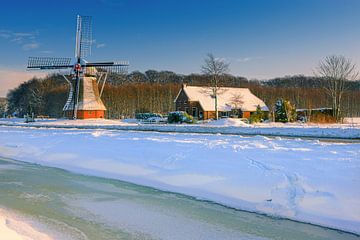 Winter and snow at the Fraeylema mill by Henk Meijer Photography