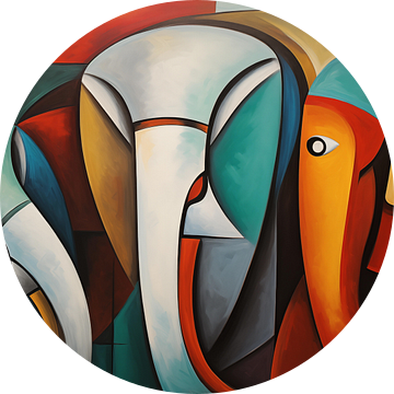 Abstracte olifanten kubisme modern panorama