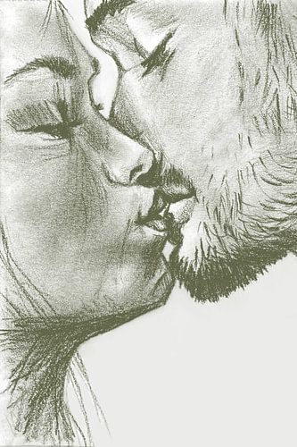 Kuss, olivgrün von Krista Kitsz Art