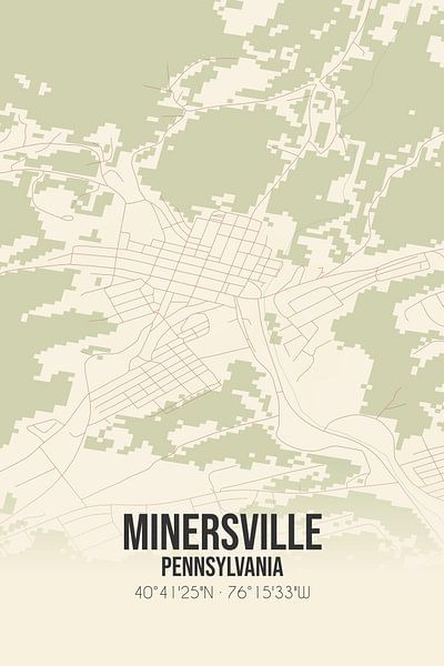 Carte ancienne de Minersville (Pennsylvanie), USA. par Affiches de lieux