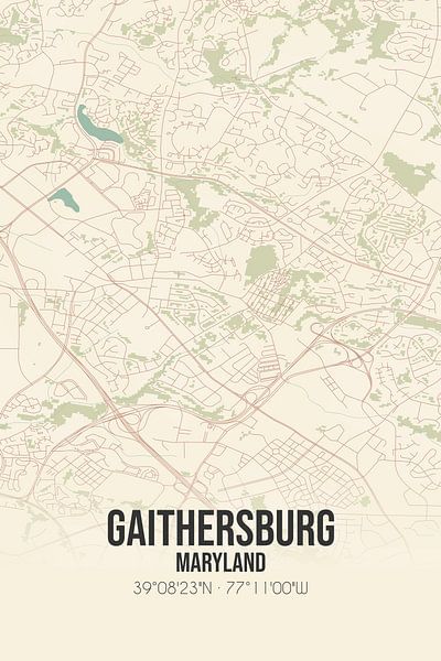 Carte ancienne de Gaithersburg (Maryland), Etats-Unis. par Affiches de lieux