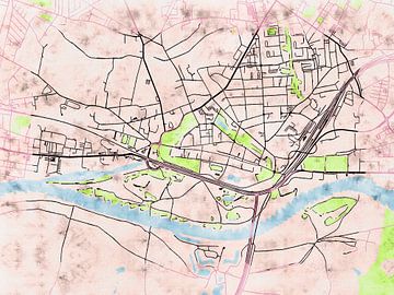 Kaart van Lutherstadt Wittenberg in de stijl 'Soothing Spring' van Maporia