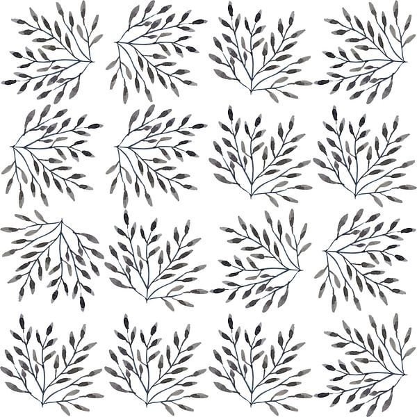 Warm grey watercolor leaves botanical illustration by Dina Dankers