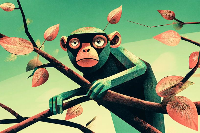 Surreal monkey on branches by Art & Soul Creations