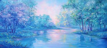 Rivier Vallei Schilderij van Abstract Schilderij