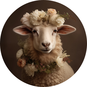 Schaap met bloemendecoratie van YArt