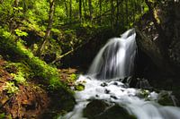 Magische waterval in betoverend groen bos