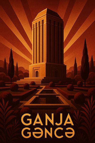 Ganja Nizami Mausoleum Poster – Azerbaijan Monument &amp; Gardens Art by Travel Shop