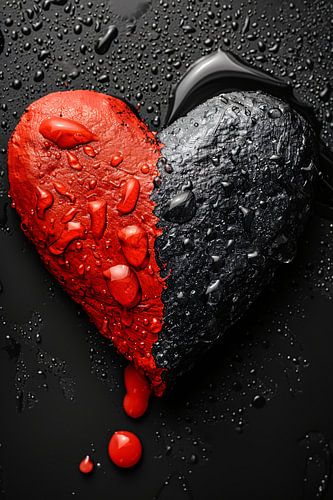 Abstract Hart in Zwart en Rood
